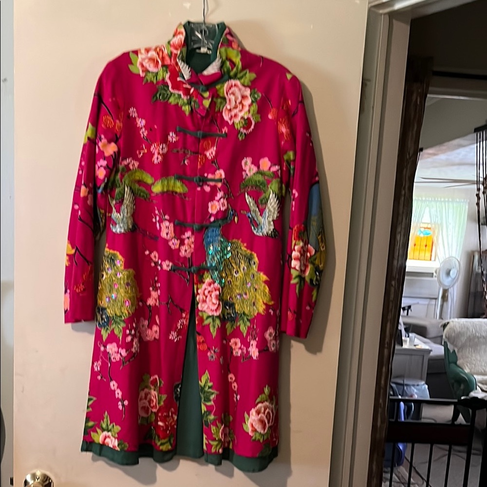 Vibrant Floral Pink Coat